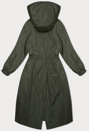 Luźna długa kurtka z kapturem khaki (TR982)