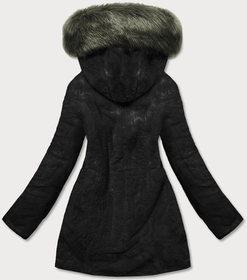 Ciepła kurtka zimowa damska dwustronna khaki-czarna (w610)