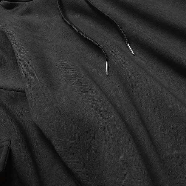 Krótka bluza dresowa damska ze ściągaczami czarna (26030)