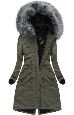 BAWEŁNIANA PARKA ZIMOWA KHAKI-SZARA (7611)