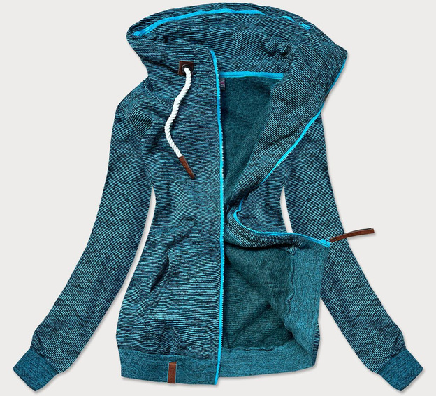 BLUZA DAMSKA ZE ŚCIĄGACZAMI TURKUSOWA (58294)