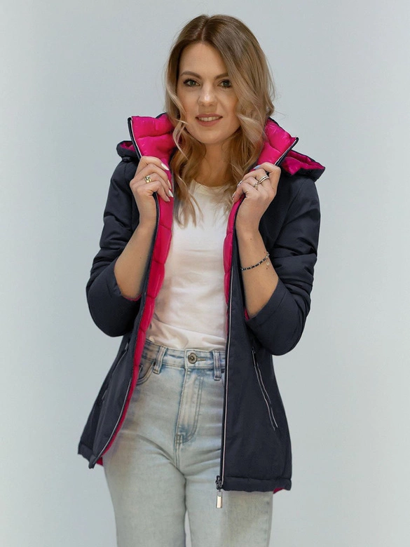 Dwustronna kurtka przejściowa granatowo-amarantowa (7699)