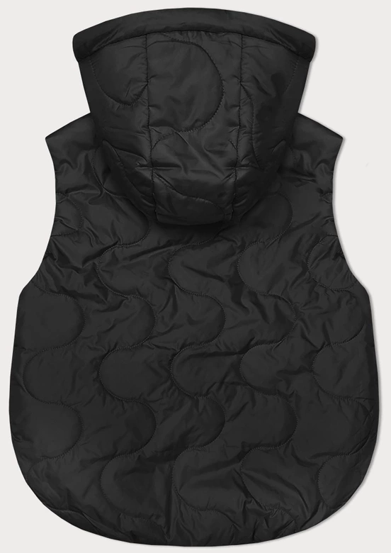 Krótki bezrękawnik damski z odpinanym kapturem BH Forever czarny (BH-2414)