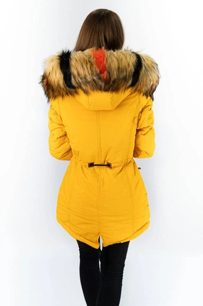 DAMSKA KURTKA ZIMOWA Z KAPTUREM ŻÓŁTA (208-1)