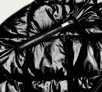 BŁYSZCZĄCA KAMIZELKA Z KAPTUREM CZARNA (7005BIG)