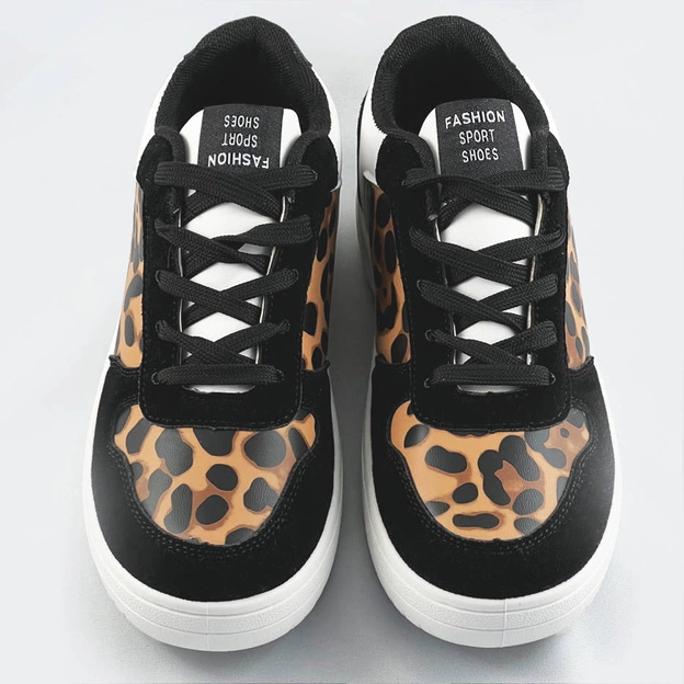 Sneakersy damskie panterka czarne (6363)