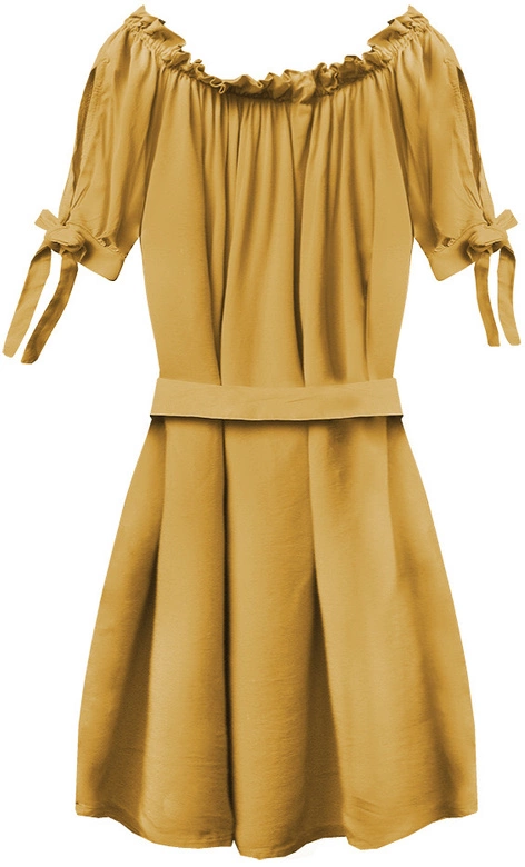 SUKIENKA HISZPANKA Z PASKIEM MUSZTARDOWA (279ART)