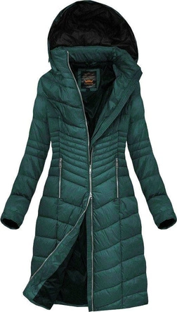 DAMSKA PIKOWANA KURTKA ZIMOWA Z KAPTUREM ZIELONA (7762BIG)
