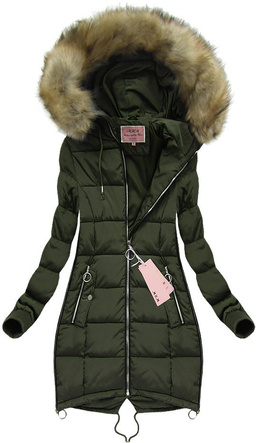 PIKOWANA KURTKA Z KAPTUREM KHAKI (W128)
