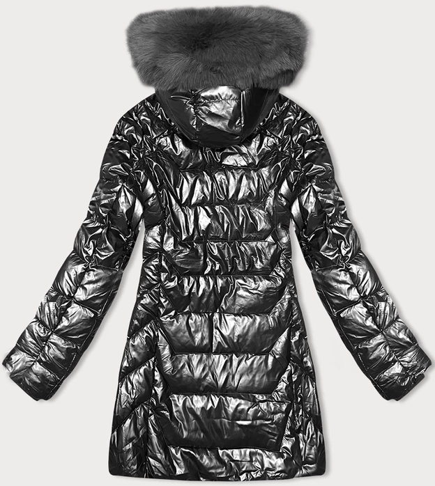 Taliowana kurtka zimowa z kapturem J Style grafitowa (16M9122-105)