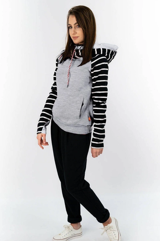 KOMPLET DRESOWY Z KAPTUREM CZARNO-SZARY (AMG740A)