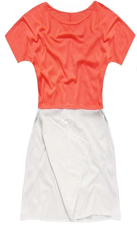 TUNIKA Z ŁĄCZONYCH MATERIAŁÓW KORALOWA (ART9/2)