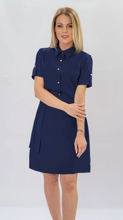 SUKIENKA Z KOŁNIERZYKIEM TYPU SZMIZJERKA GRANATOWA (431ART)