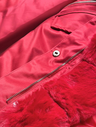 Parka damska z futerkiem czerwona (5m762-270)