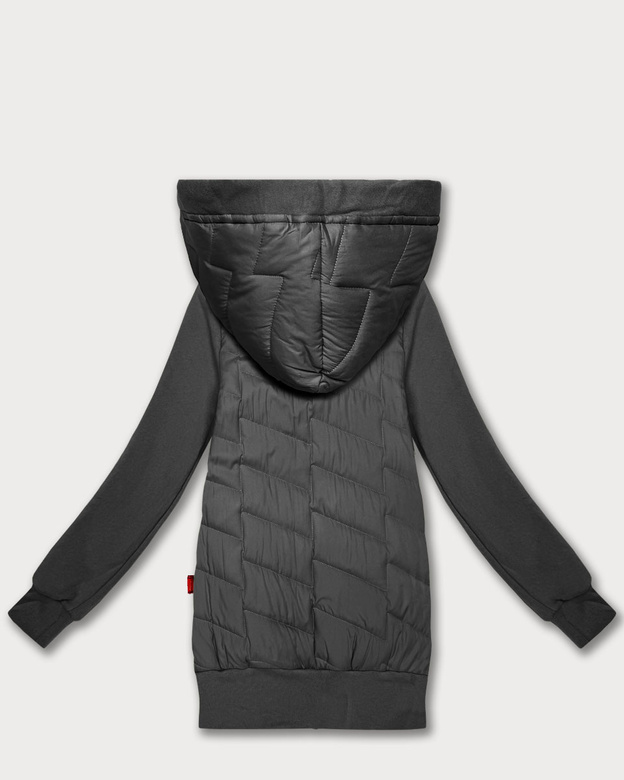 Damska bluza z kapturem z łączonych materiałów Goodlookin grafitowa (AMG-175)