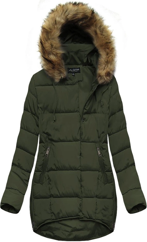 PIKOWANA KURTKA Z KAPTUREM KHAKI (X859X)