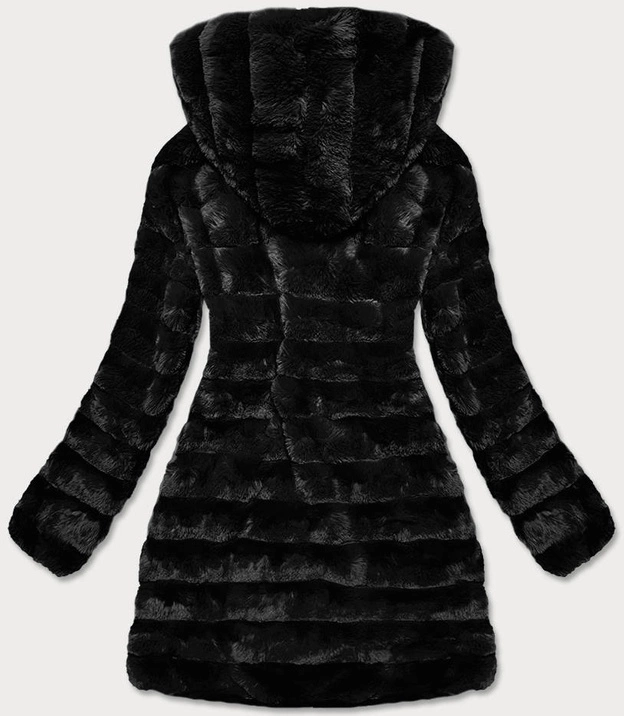 LEKKA KURTKA ZIMOWA DAMSKA FUTRO 2 W 1 CZARNA (39039)