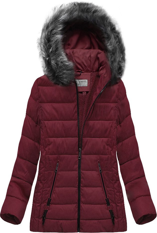 PIKOWANA KURTKA Z KAPTUREM BORDOWA (R9505)