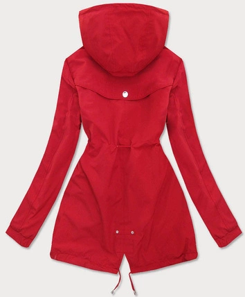 DWUSTRONNA KURTKA PARKA DAMSKA CZERWONA/KROPKI (W662BIG)