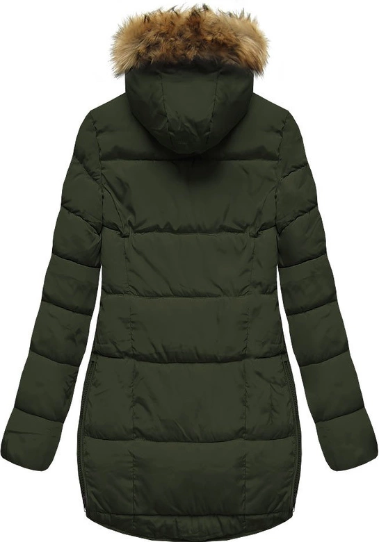 PIKOWANA KURTKA Z KAPTUREM KHAKI (X859X)