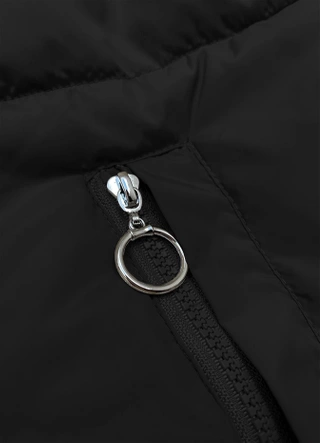 Dwustronna krótka kurtka damska z kapturem czarno-czerwona (16M2155-270)