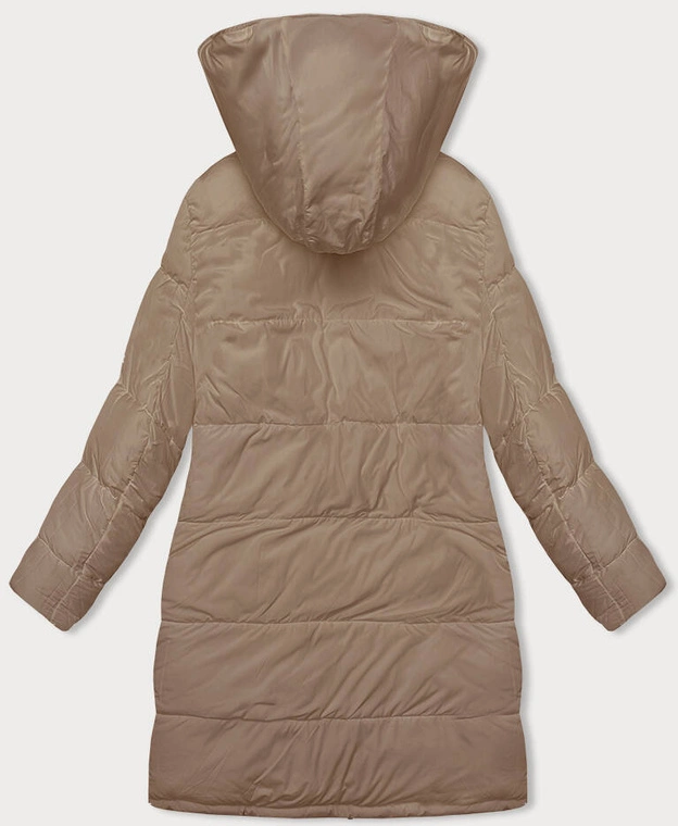 Gruba dwustronna kurtka zimowa damska czarny-beż (V767)