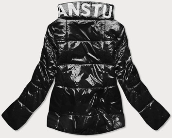 KRÓTKA PIKOWANA KURTKA DAMSKA ZE STÓJKĄ CZARNA (B9567)