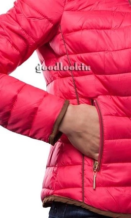 PIKOWANA KURTKA ZE STÓJKĄ RÓŻOWA (LD-7088)