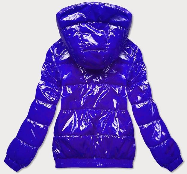 Błyszcząca kurtka damska ze ściągaczem chabrowa (LD7250BIG)