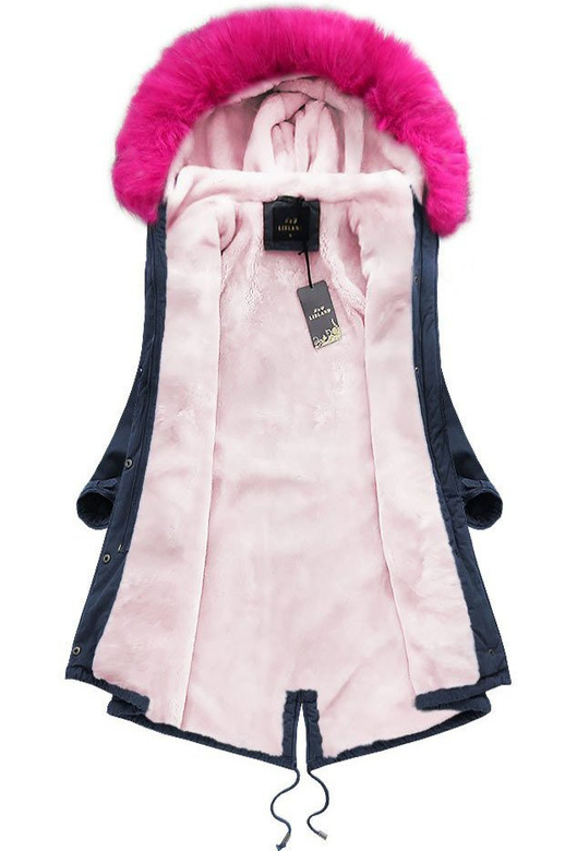 BAWEŁNIANA DŁUGA PARKA GRANATOWA (7610-2)