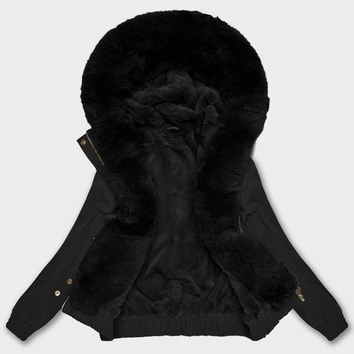 Krótka kurtka z futrzaną podszewką S'West czarna (B8506-1)