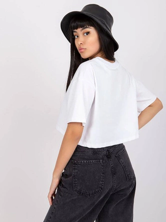 Krótka koszulka crop top biała (7541)