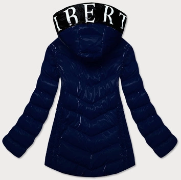 Błyszcząca kurtka damska z ozdobną podszewką niebieska (xw810x)