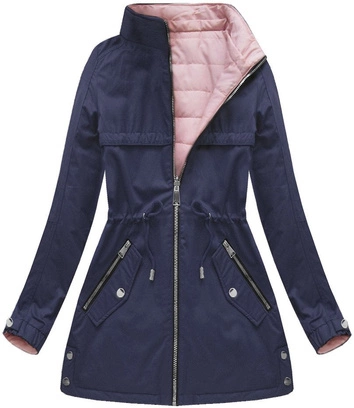 DWUSTRONNA KURTKA Z KAPTUREM GRANATOWA (W625/1)