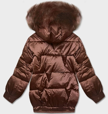 Krótka kurtka oversize brązowa (H-1109-79)