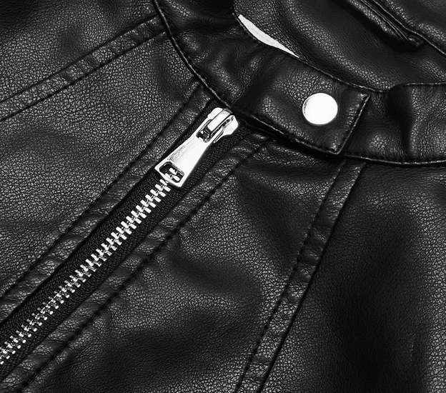 Krótka ramoneska ze stójką czarna (11Z8038)