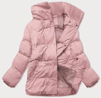 Krótka kurtka zimowa z wysoką stójką różowa (5m729-46)