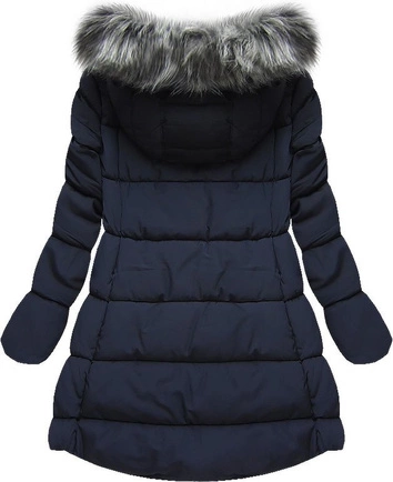 ASYMETRYCZNA KURTKA Z KAPTUREM GRANATOWA (W520)