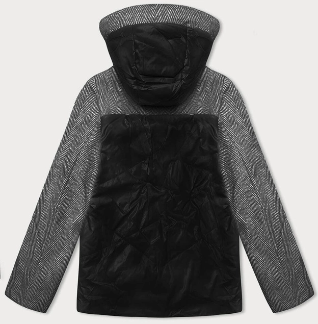 Luźna kurtka z odpinanym kapturem Vaston czarna-melanż (SJ218-036#)