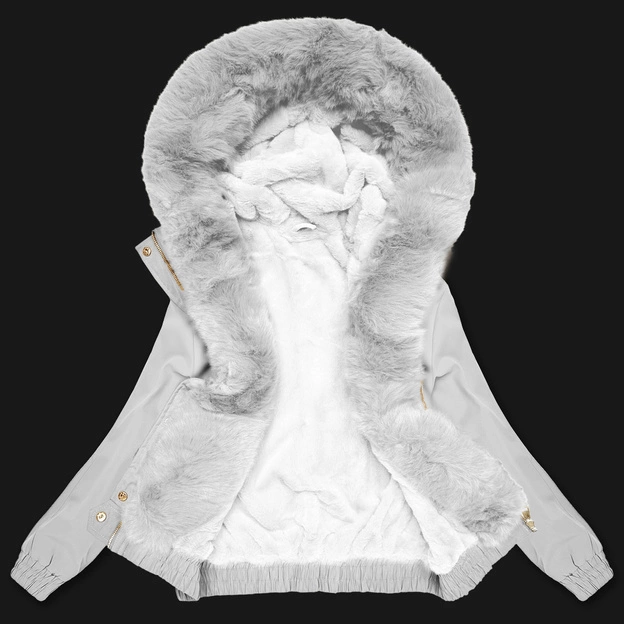 Krótka kurtka z futrzaną podszewką S'West złamany biały (B8506-26)