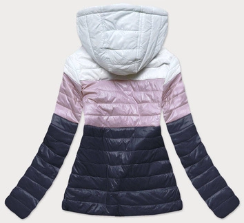 PIKOWANA KURTKA DAMSKA TRZYKOLOROWA BIAŁY/RÓŻ/GRANAT (6313)