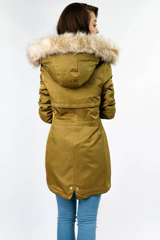 Damska parka zimowa na misiu żółta (b2623)