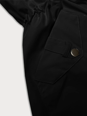 Parka damska z jeansowymi rękawami Way Mode czarny-czarny (WD202301)