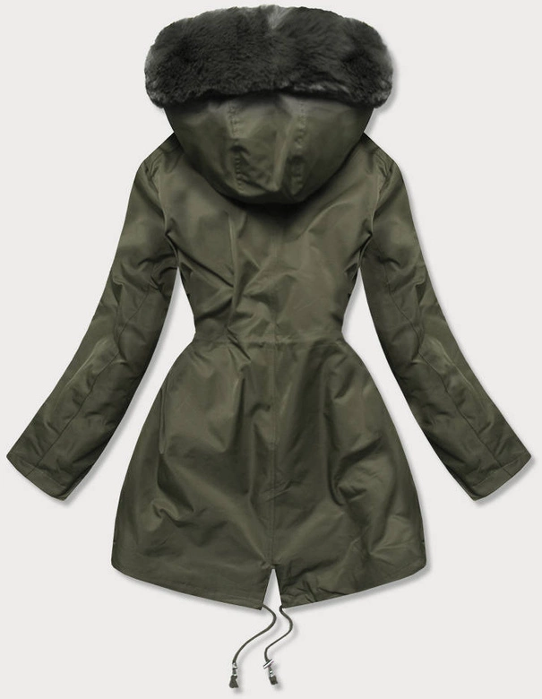 KURTKA ZIMOWA DAMSKA Z FUTRZANĄ PODSZEWKĄ KHAKI (B2718-11)