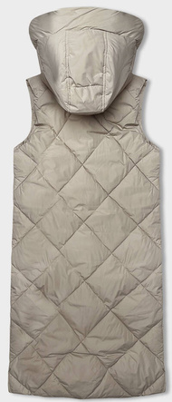 Długa kamizelka damska oversize jasny beż (5M3165-62)