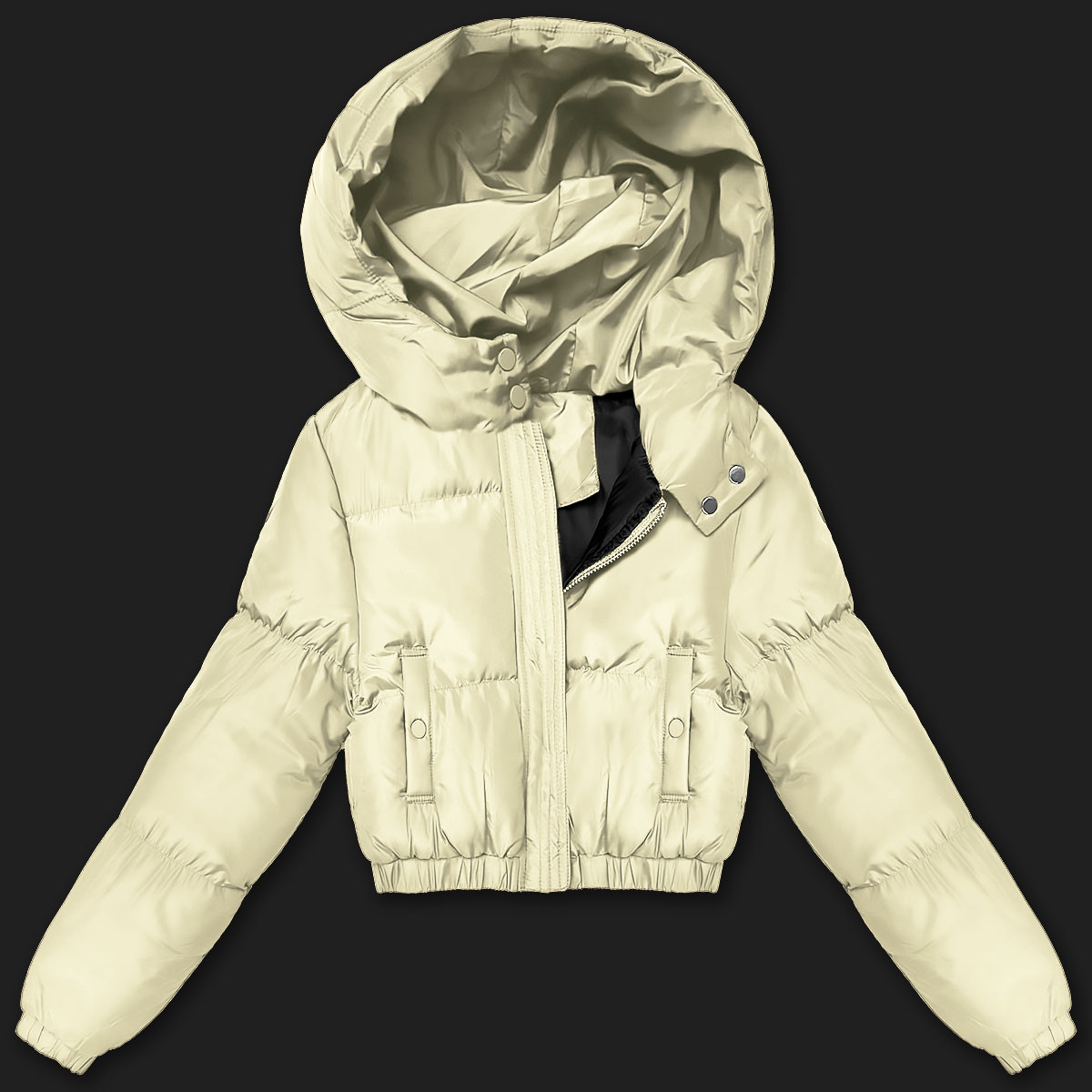 Krótka kurtka zimowa puffer J Style ecru mat (5M3360-254)