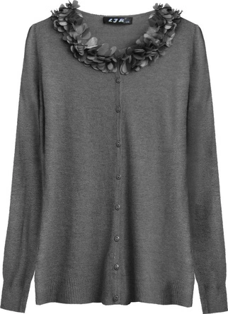 SWETEREK ZE ZDOBIENIAMI CIEMNOSZARY (X1583X)