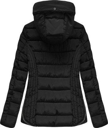 PIKOWANA KURTKA Z KAPTUREM CZARNA (B2631)