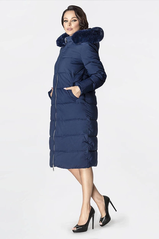 ZIMOWA DAMSKA KURTKA PUCHOWA GRANATOWA (OMDL-010)