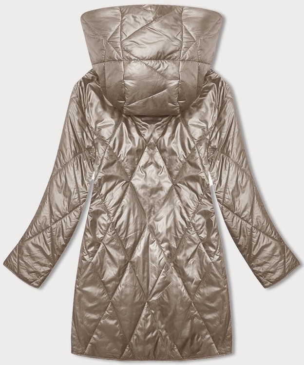 Damska kurtka z ozdobnym kapturem cappuccino (B8227-12)